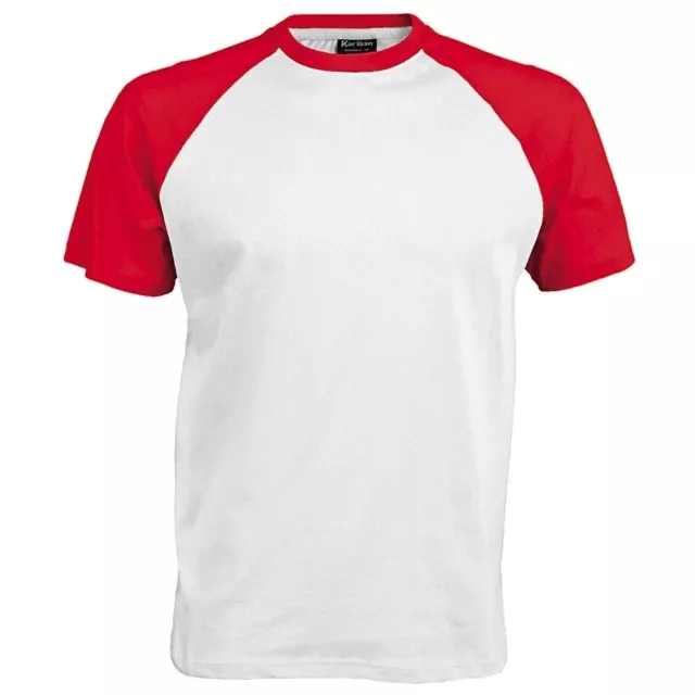 T-shirt de baseball Kariban 100% coton, manches courtes contraste, (RW705)