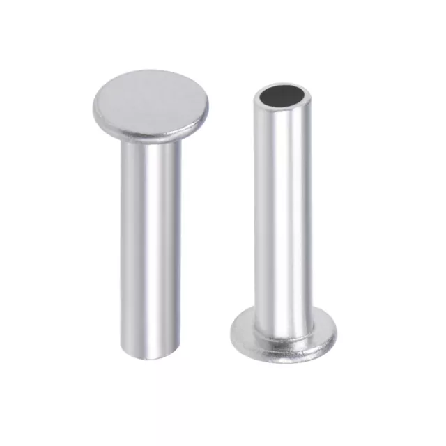 100 pz M4 x 18mm alluminio testa piatta rivetti Semi-Tubolare tono argento