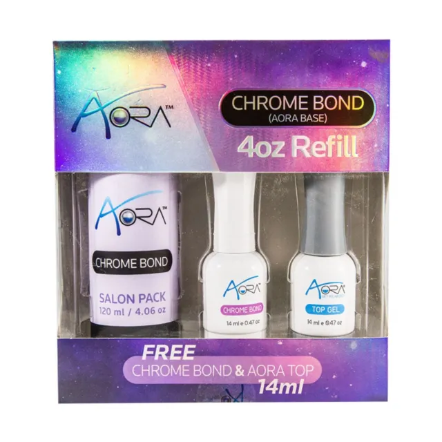 Aora Chrome Bond 4oz Refill Free Chrome Bond + Aora Top 0.5 oz NIB 2023