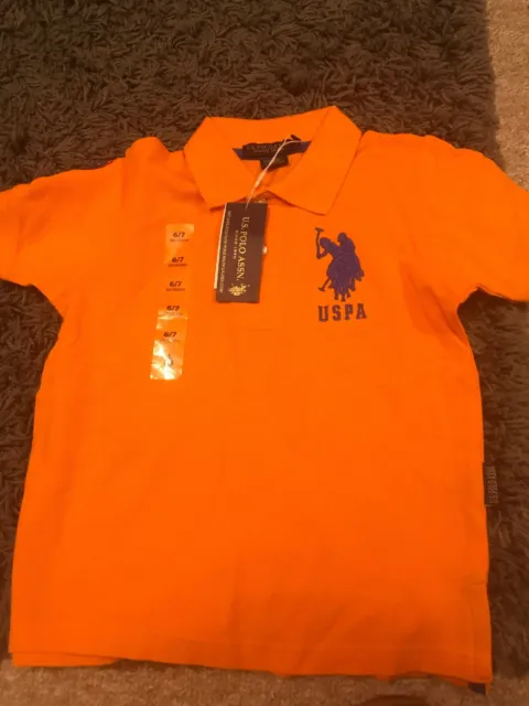 Boys Age 6 USPA Polo Shirt Bnwt Orange
