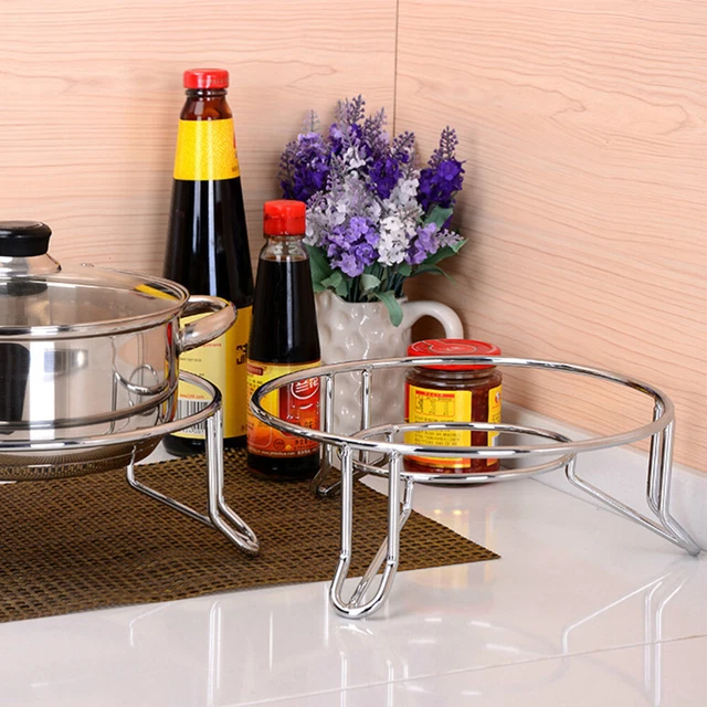 Supporto pentola in acciaio inox tappetino resistente al calore in acciaio inox argento