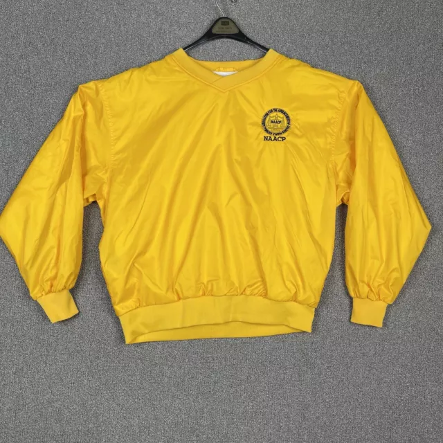 Vtg NAACP Jacket Mens Large High Visibility Yellow Windbreaker Black Equality