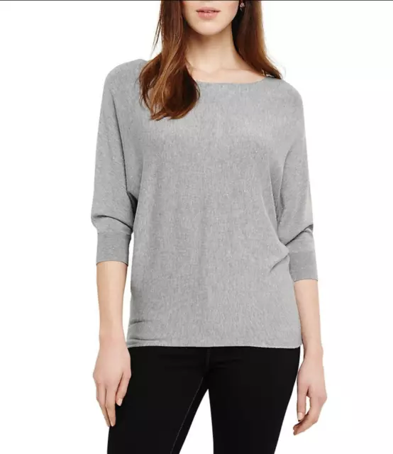 Phase Eight Becca Sparkle Batwing Jumper In Light Grey Size M