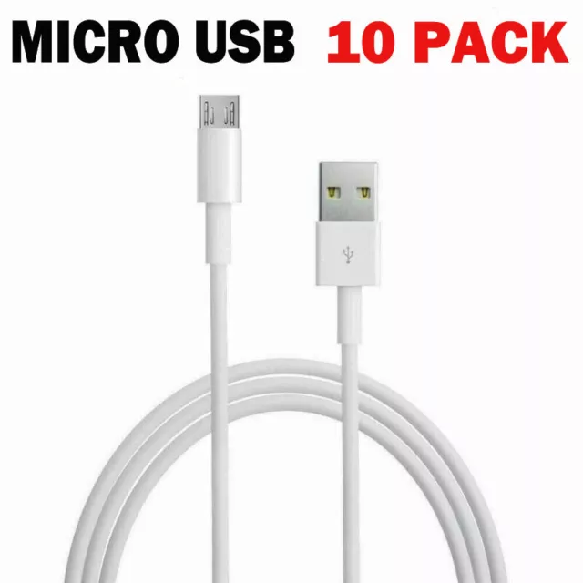 10x Pack Micro USB Fast Charging Cable Cord For Samsung Android Phone Charger