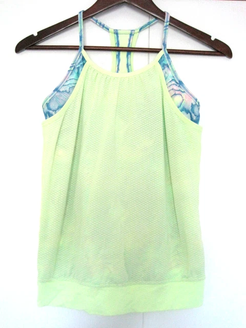 IVIVVA Tank Top Racerback By Lululemon Neon Yellow Mesh Lined Girl's Size 12