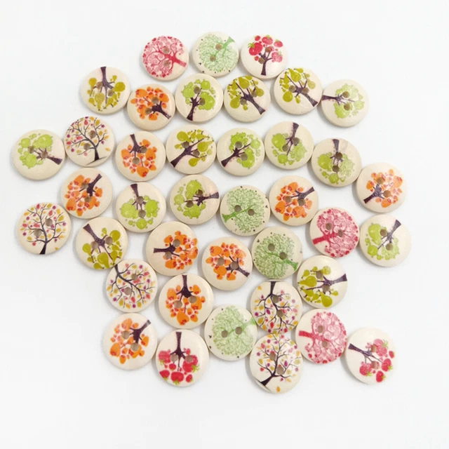 100 PCS BABY Clothes Buttons Craft Tree Wood Jewellery Making DIY £6.68