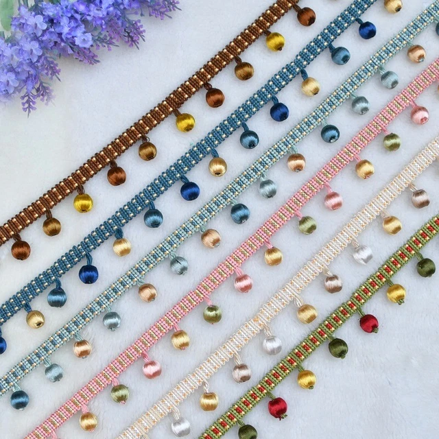1m Curtain Trim Ribbon Pom Pom Bead Tassel Fringe Sewing Upholstery Decor Edging