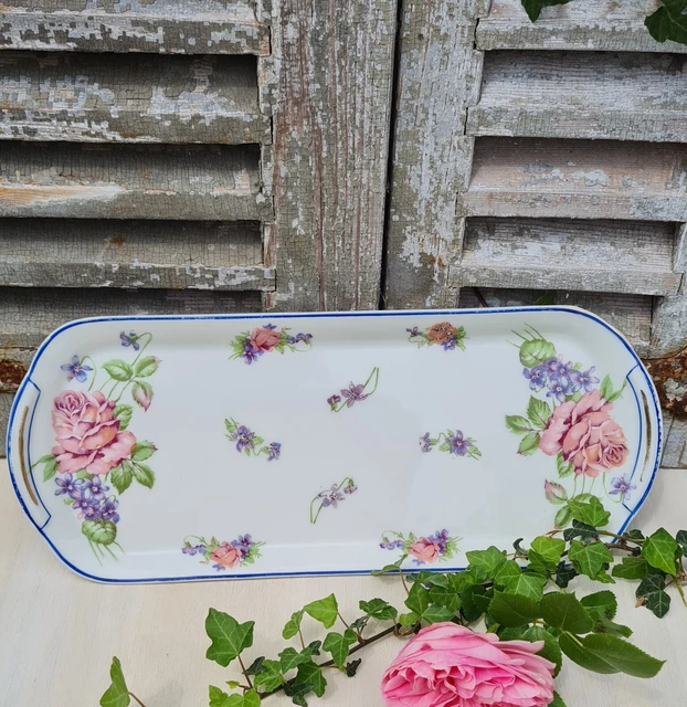 Ustensile Cuisine Design Coffret Plat à Cake Porcelain - 35x15cm - Motif Fleurs Et Citrons Plat Cake