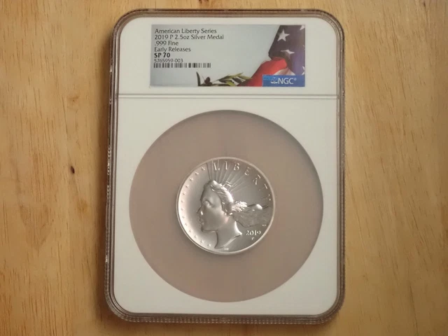 2019 P American Liberty High Relief Matte Medal 2.5 oz Ag.999 SP 70