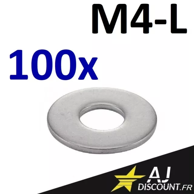 100x Rondelle plate - M4 - Large L - INOX A2 - L4 -