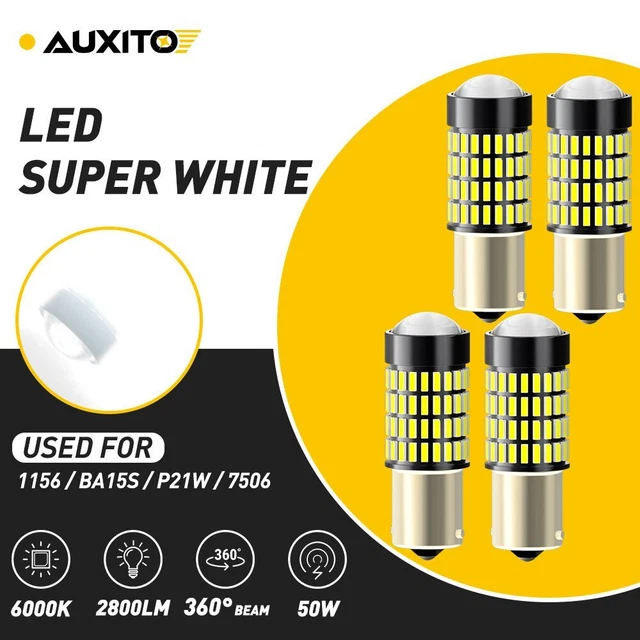 4x P21W 1156 7506 6000K White LED Reverse Backup Light Turn Signal DRL Bulbs US