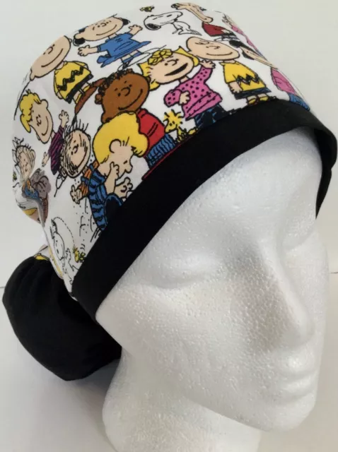 Snoopy Peanuts Charlie Brown Medical Ponytail Pouch Surgery  Scrub Cap Chef Hat