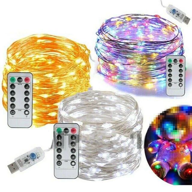 USB Twinkle LED String Fairy Lights Copper Wire Party Remote 5/10M 50/100LED