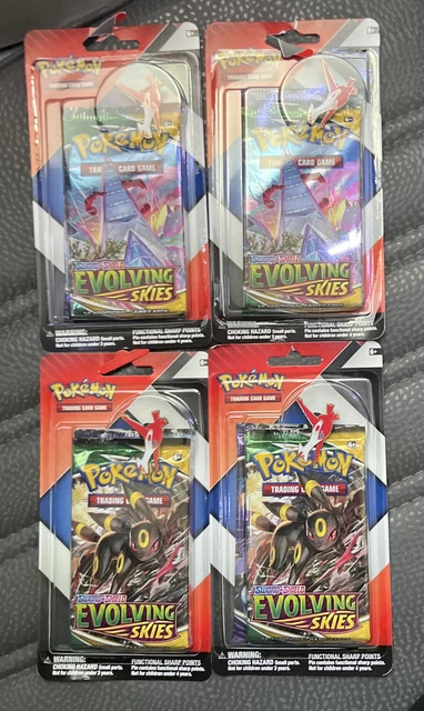 Lot of 4- Pokémon TCG Evolving Skies Sealed Blisters with 2 packs and Pin Latios