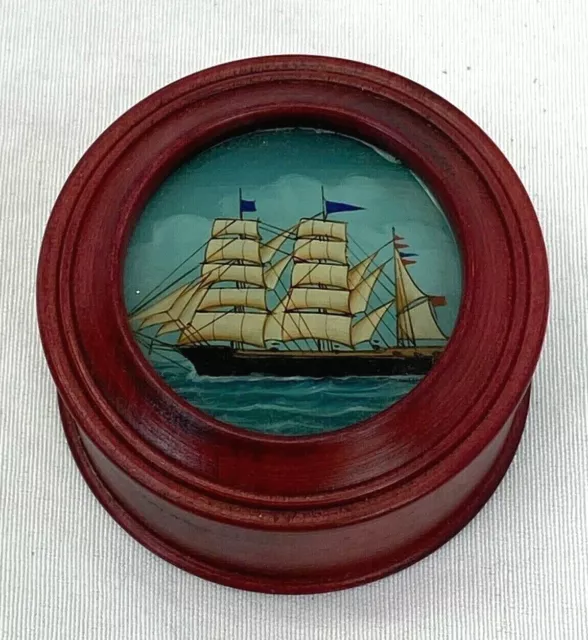 Masted Ship Themed Wood Trinket Box