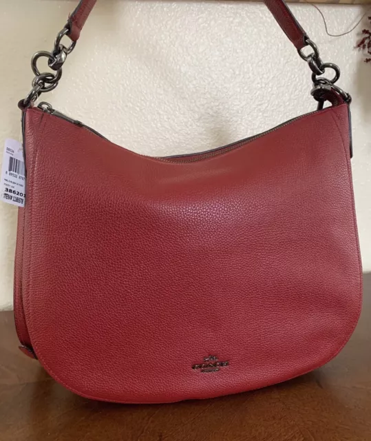 COACH CHELSEA 32 Hobo Crossbody Shoulder CHERRY red Leather 58036