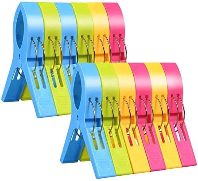 12 Pezzi Mollette Da Bucato, Mollette in Plastica Grandi Multicolore, Clip Di Ve