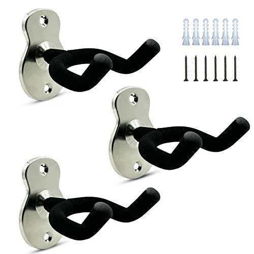 Depointer Lot de 3 supports muraux en métal pour guitare avec éponge de prote...