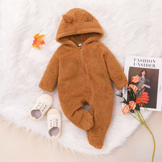 Tuta con cappuccio con cappuccio neonato bambino bambina orso tuta invernale vestiti outwear