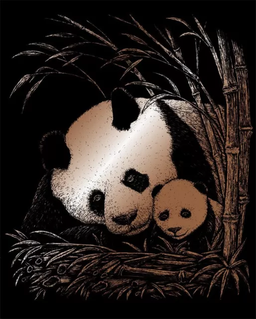 Kratzbild Kratzbilder Panda Bär Baby Tiermotiv Kupfer Komplettset 20 cm x 25 cm