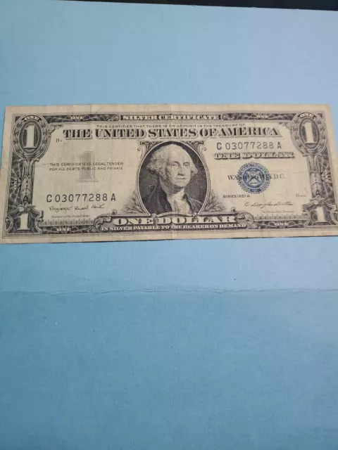 1957 A One Dollar Bill Silver Certificate Star Note Blue Seal