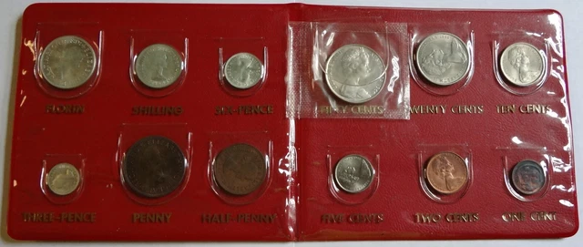 1963 & 1966 Australia Hendo Souvenir 12 Coins Album Last & First Issue