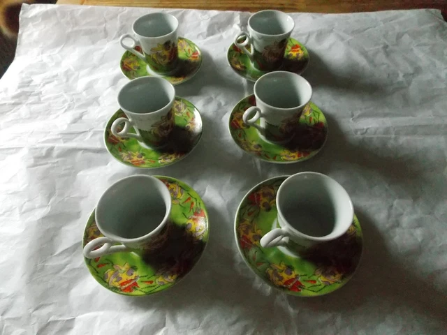 Service à café moka 6 tasses motifs LAPIN