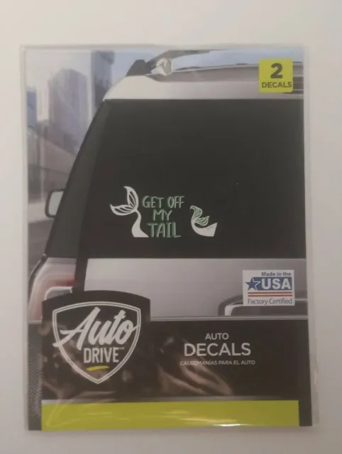 NEW "GET OFF MY TAIL" PEEL AND STICK WINDOW DECALS BY AUTO DRIVE 1 Pack 2 Decals