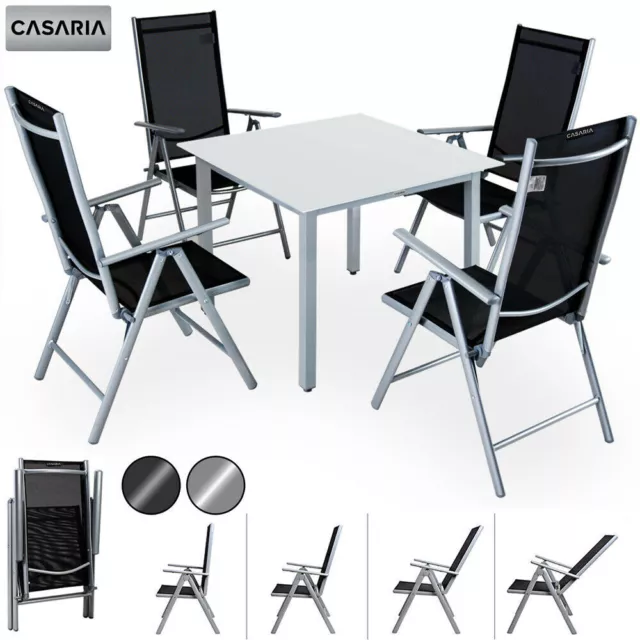 CASARIA® Sitzgruppe Alu Gartenmöbel Essgruppe Sitzgarnitur Garten Tisch Set