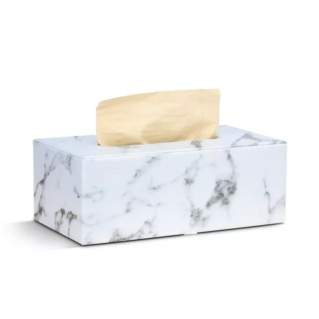 5X(Rectangular Marble PU Leather  Tissue Box Cover Napkin Holder 9576