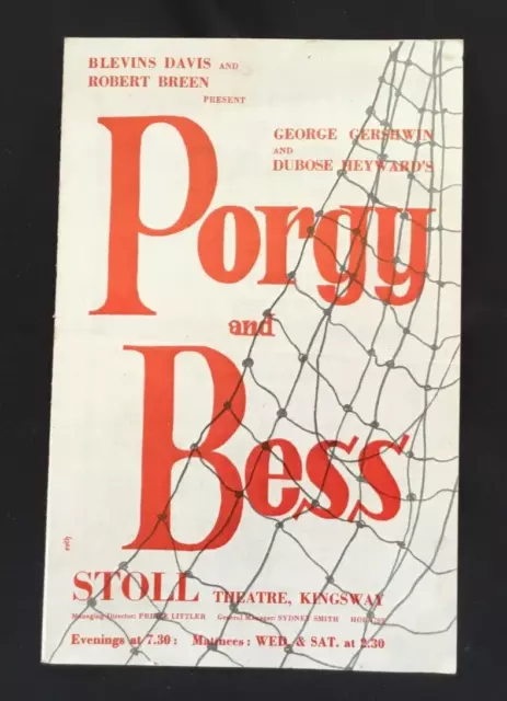 Porgy and Bess Programme - Stoll Theatre, Kingsway