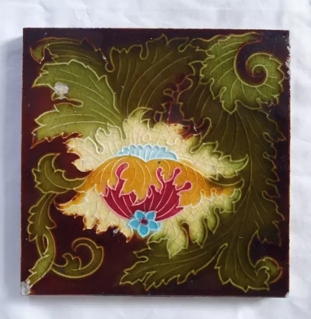 GORGEOUS MINTON 6 INCH ANTIQUE TILE secessionist art nouveau