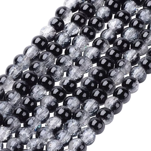 ❤ 4mm, 6mm, 8mm CRACKLE Glass ROUND Beads CHOOSE COLOUR UK Jewellery Making ❤