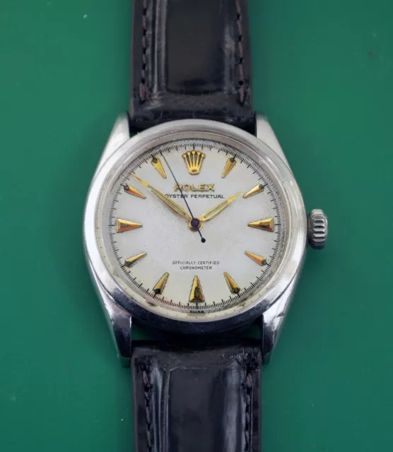 Vintage 1953 Rolex Stainless Big Bubble Back Perpetual Chronometer Ref 6284