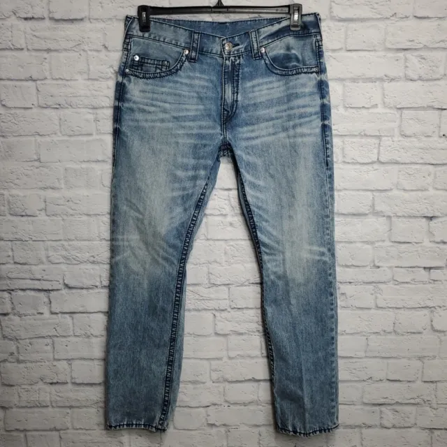 True Religion Jeans Mens 38x33 Blue Straight Leg Medium Wash 100% Cotton