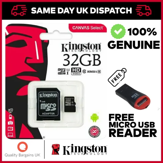 Original Kingston 16GB 32GB 64GB 128GB Micro SD Speicherkarte Klasse 10 SDHC SDXC TF