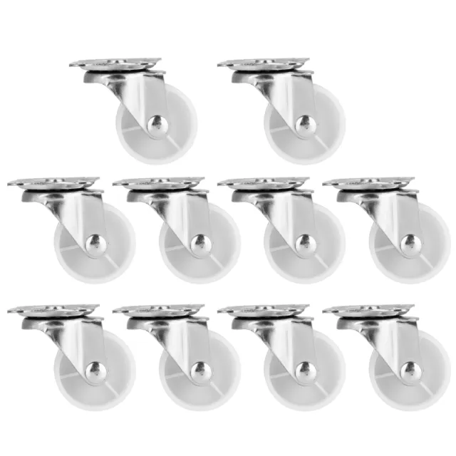 10Pcs White PP Universal Casters Wheels Replacement For Cabinet Bookshelf AA
