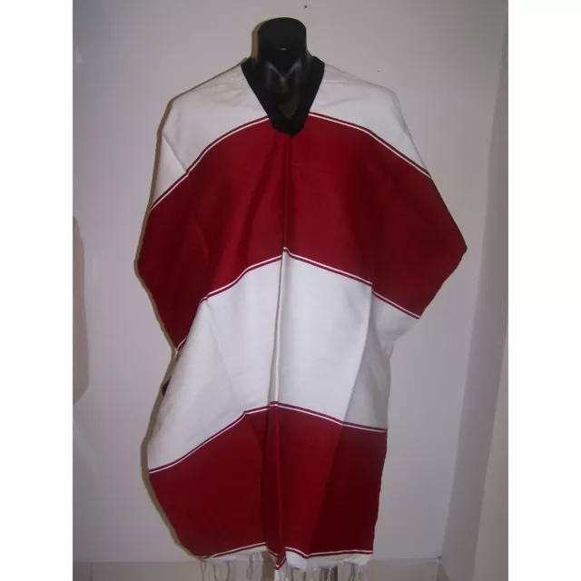 Mexican Poncho Burgundy & White