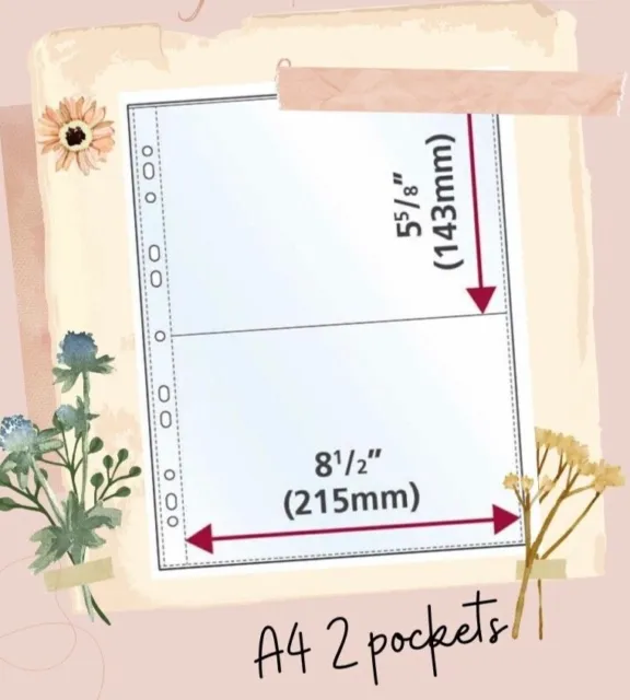 Double Pocket A4 Scrapbooking Page Protectors Archival Safe - 10 Pack