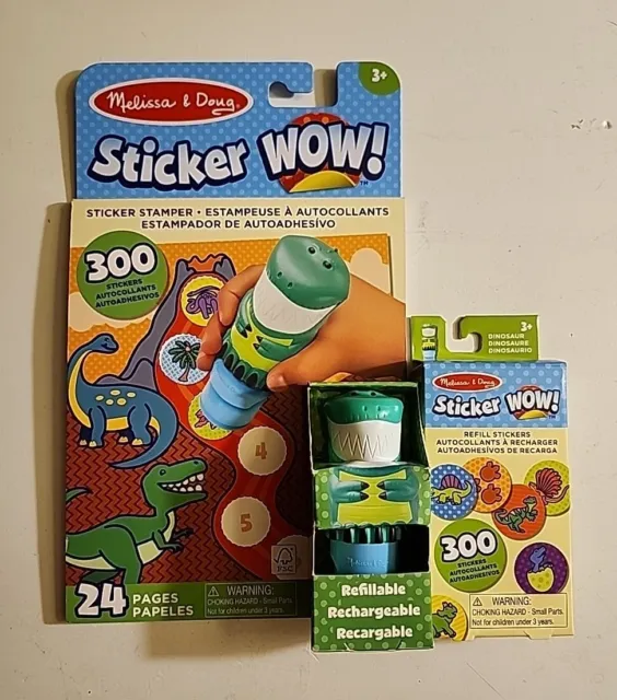 NEW Melissa & Doug Sticker Wow Book and Stamper w/ 300 stickers (bonus 300 box)