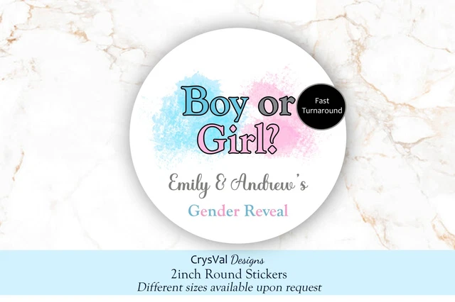 Gender Reveal Party Stickers, Gender Reveal Stickers, Gender Reveal Favors