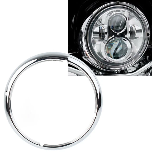 7" Motor Head Light Headlamp Trim Ring Cover Fit Harley Touring Road King Chrome