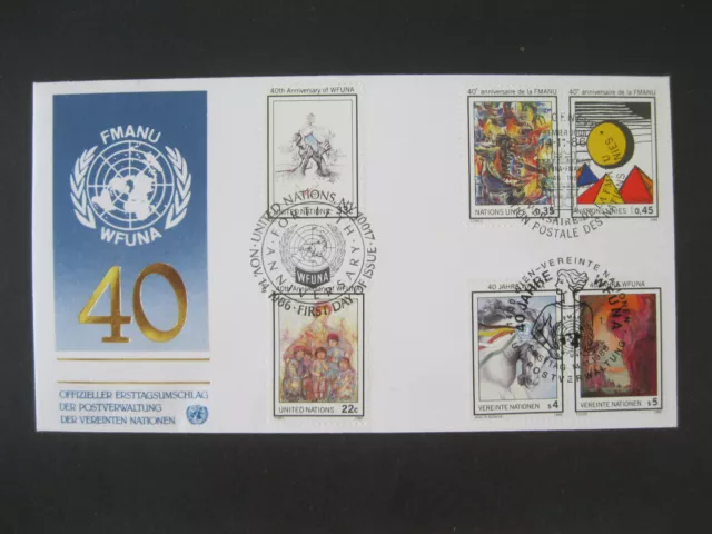 Briefmarken Brief FDC UNO Wien Genf New York 40 JAHRE FMANU WFUNA 1986 (1)