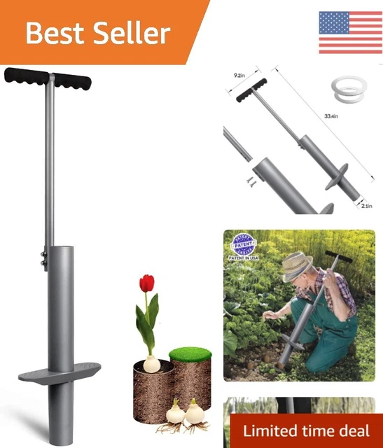 Heavy-Duty 5-in-1 Bulb Planter with T-Style Long Handle - Durable Iron Design