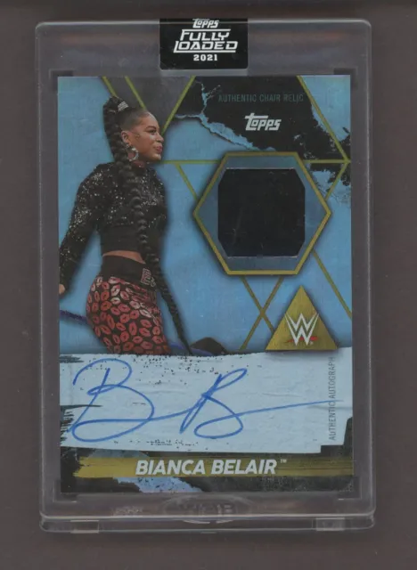 2021 Topps Fully Loaded WWE Wrestling Bianca Belair Signed AUTO Chair Patch /99