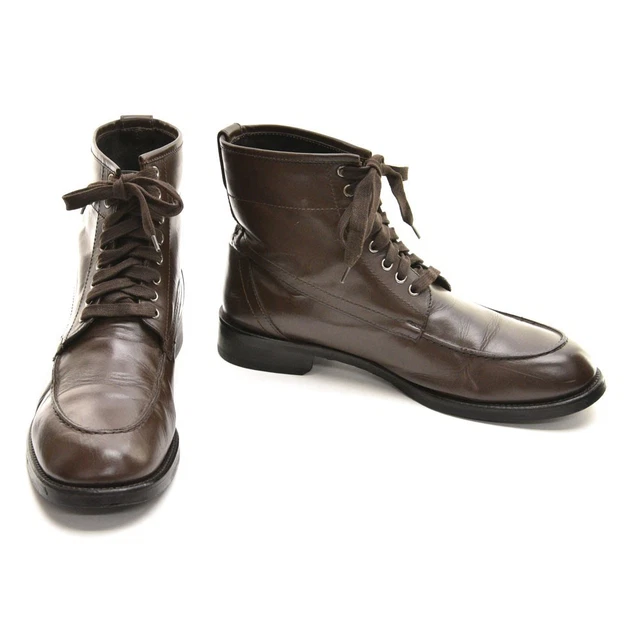 MEN BLOOMINGDALES LACE Up Ankle Boots 11 M Brown Leather Round Moc Shoes Italy 45.20 PicClick UK