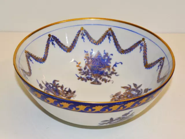 Vintage 50s ISCO Porcelain Japan Hand Painted Cobalt Blue Gold Accents 8"d Bowl