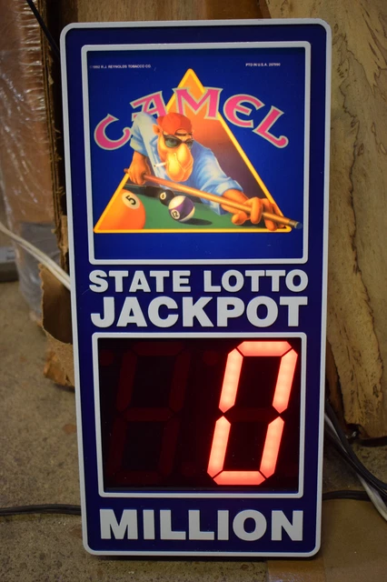 Vintage Joe Camel Cigarettes State Lotto Jackpot Sign Display 1992