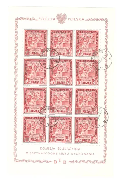 Polen Briefmarken 1946 Kleinbogen Komisja Edukacyjna Mi 445 gestempelt geprüft