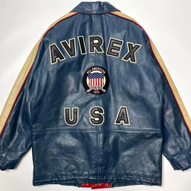 VINTAGE 90S RARE Avirex USA All American Icon Burgundy Leather ...